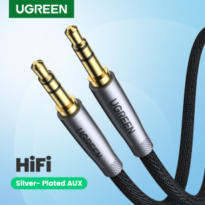 UGREEN 3.5mm HIFI Silver-plated AUX Audio Cable Cottonmesh braided Cable for Phone PC Mp3 Amplifier Headphone Car Stereo Soundbar