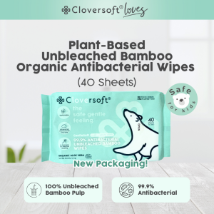 ❤️ Cloversoft Official 99.9% Antibacterial Unbleached Bamboo Organic Wet Wipes [40 sheets]