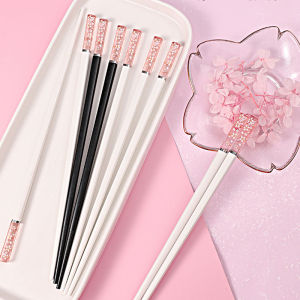 [1 Pair] Japanese-Style Amber Cherry Alloy Chopsticks – High-Grade Non-Slip Anti-Mold & Heat-Resistant for Home & Dining
