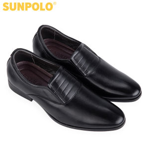 Giày tây nam da thật SUNPOLO đế nhẹ (Đen)