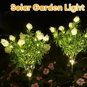 JPTD Gardenia Flower Solar Artificial Flower Light Realistic 42LED Solar Gardenia Lantern Decorative Colorful Light Outdoor Solar Garden Light Patio Decor