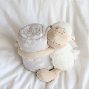 Baby Blanket with Stuffed Animal ToysPink Bunny Baby Security Sleep Blanket 75*100 CM Plush Sheep with Flannel Blankets
