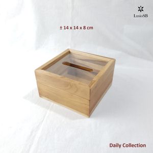 LusioSB Tempat Tisu Estetik Kayu Jati Kotak Tissue