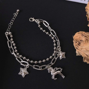 Sao Vòng Tay Hạt Charm Mặt dây chuyền thời trang wirst Bangle đối với phụ nữ cô gái đơn giản cổ điển Hai Lớp Vòng tay trang sức Tiệc Quà Tặng