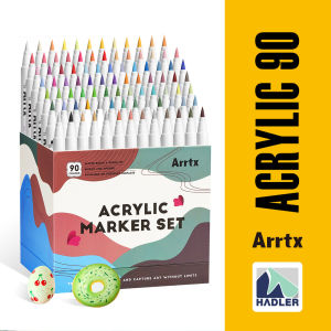 Arrtx 90A-Color Acrylic Markers Set Brush Tip Non-Toxic Water-Based Multi-Color
