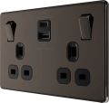 British General (FBN22UAC45B) Screwless Flat Plate 13A Switched Double Socket with USB Charger, 13A, 2 gang SP, switched + USB type C 45W. 