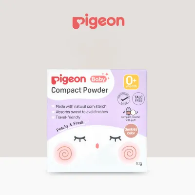 Pigeon Baby Compact Powder with Puff Natural Corn Starch Absorbs Sweat to Aviod Rashes Safe for Newborn Baby
