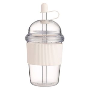 WARM STOP Silicone Cover Clear Tumbler with Lid and Straw Transparent Iced Coffee Cup Smoothie Cup 530ML Suction Cup Milk