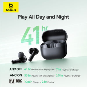 Baseus Bass BP1 NC(Upgraded Version of E19 Earbuds) True Wireless Earbuds 43dB Deep Noise Cancelling Bluetooth In-Ear Headphones USB-C Fast Charge