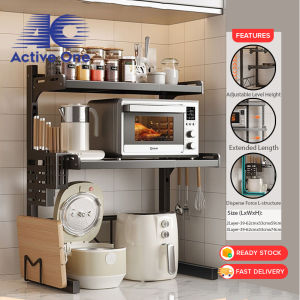 ACTIVEONE 2/3 Layer Adjustable Kitchen Rack Microwave Oven Rack Seasoning Rack Carbon Steel Storage Rack Rak Dapur Berlapis - Fulfilled by ACTIVEONE