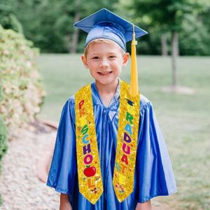 JPTD Glitter Preschool Graduate Sash Shiny Decorative Graduation Party Strap Cheerful Graphics Colorful Ceremonial Shoulder Strap Graduation Season