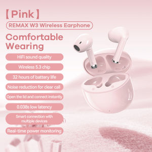 Remax Original Cozybuds W3 Wireless Earbuds ENC Noise Reduction Call Bluetooth Earbuds Stereo Headphone Earphone Remax Earbuds