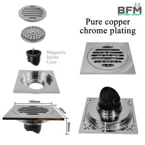 BFM 10*10 High Quality Pure Copper Anti Odor Floor Drain Chrome Plating Process Bathroom Shower Floor Drain