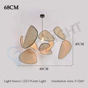 [1 Year Warranty] 80CM Retro Rattan Chandelier Living Room Bedroom Dining Room Tea Room Bar Counter Japanese Zen Decoration