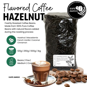 [Kape Amigo] Hazelnut Flavored Coffee Beans & Grounds [in Thick Plastic]