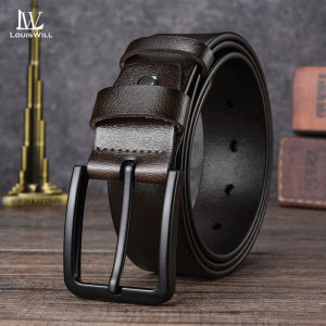 LouisWill Mens Belt Fashion Needle Buckle Belts Second-Layer Cowhide Belt Casual Business Belt 120cm Scratch Resistant Belts Leisure Belt Gentlemen Belt for Men