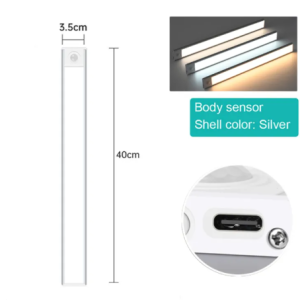 LED Motion Sensor Light Rechargeable Under Cabinet Closet Light Wireless Night Light Bar for Wardrobe Stairway Kitchen Bedroom