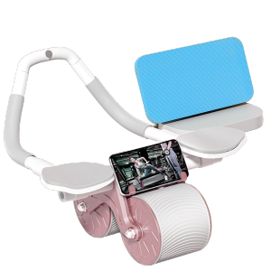 Abdominal Roller Wheel Automatic Rebound Phone Holder Training Abs Muscle Roll Elbow Support Flat Plate Exercise Fitness Slimming Bodybuilding Belly Workout Equipment Plank Trainer Push Up Healthy