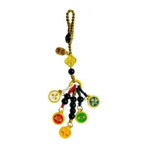 Practical Five Riches God Keychain Pendant Good Luck Charm Alloy Texture for Those Seeking Fortune and Wellbeing