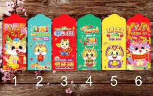 Sỉ 100 bao lì xì Tết 2024 nhiều mẫu đẹp màu sắc đẹp chất bìa dày TẶNG KÈM túi đựng để chia thành các set 6-10 bao