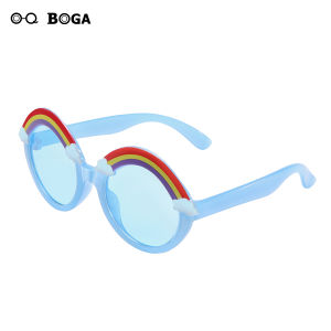 OQ BOGA 5 Styles Cute Children Rainbow Frame Round Lens Kids Sunglasses Eye Protection Sun Glasses UV400