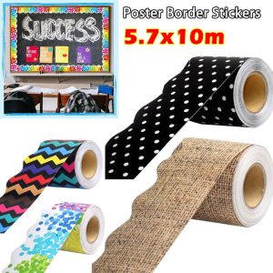 FZIPUA Colored Poster Border Stickers DIY Waterproof Wall Decoration Fashion Black Board Decorative Stickers for Classroom Board Home Party