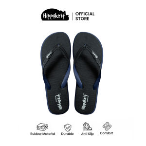 Hippokrit Sandal Jepit Pria bahan Karet tebal Rubber Flip Flop Anti licin - Navy BOLD
