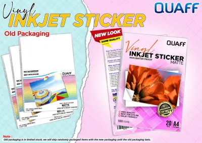Quaff Vinyl Inkjet Sticker A4 Size Glossy Matte Transparent
