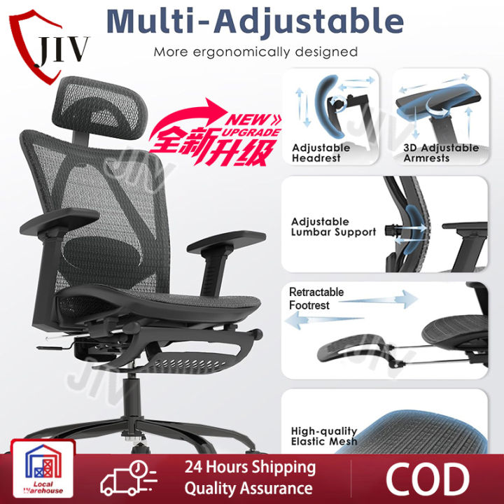 【Retractable Footrest】 Ergonomic Office Chair SGS Certified Home Office ...