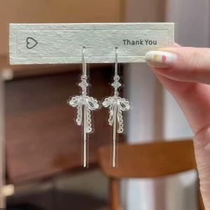 Fashionable Ring Gift 新款蕾丝花边蝴蝶结流苏耳线韩系时尚甜美精致时尚气质设计感耳环