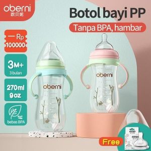 Oberni Botol Susu Leher Lebar Bahan Plastik PP Anti Kembung J32