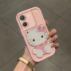 Feadship Case for VIVO Y36 Y27 4G y27s Y36 Y27 Y28 5g 2023 phone casing Softcase Silicone shockproof Cover new design aesthetic cute pink cat mirror with holder for girls JTMJZJ1