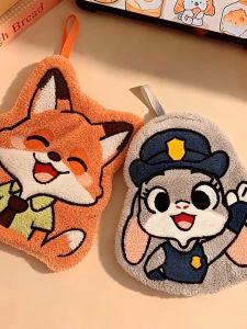 Tuala Tangan Zootopia Cartoon Rabbit Fox Hand Towel Soft Hanging Absorbent Kitchen Bathroom Towel