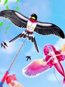 Cartoon Eagle Bird Kite Toys for Kids with String Fishing Rod Handheld Dynamic Fishing Rod Kite Toys