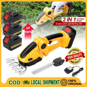 2-in-1 Cordless Hedge Trimmer Grass Shear 24V 20000RPM High Power Rechargeable Electric Shrub Cutter for Garden Pruning Weeding Lawn Care