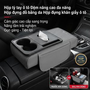 Hộp tỳ tay ô tô Đệm nâng cao đa năng Hộp đựng đồ bằng da Hộp đựng khăn giấy ô tô