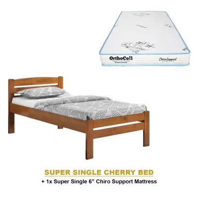 Living Mall Margy Single Size Solid Rubberwood Bed Frame Plywood Base/Pull-out Bed w/Mattress Option