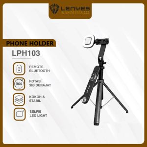 Tongsis Selfie Stick LENYES LPH103 Tripod Kamera HP With Remote Bluetooth Lampu LED Monopod Portable