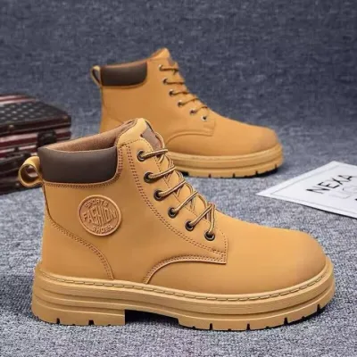 Korean High Cut Ankle Boots combat shoes for men cowboy boots riding boots Mens Fashion Waterproof Casual Ankle Boots Sports Shoes