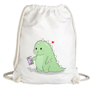Tas Serut - Stringbag Cute Dino Kanvas Tebal Anti Air Tali Sumbu | Devva.id