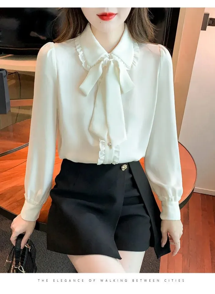 Camisas y Blusas Autumn Long Sleeve Shirts Blouses Mujer Elegantes Bow  Collar Tops Blusa Mada 2023 Korean Fashion Chemise Office