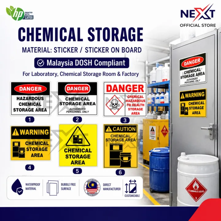 Sticker Storage Acid Chemical Storage Area Warning Signage | Danger | Sticker or Sticker on ...