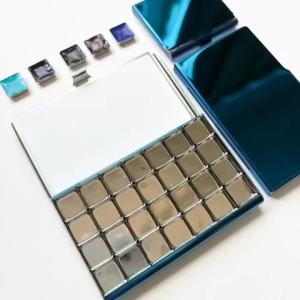 Blue Stainless Steel Ultra Thin Portable Travel Palette Watercolor Paint Paint Tray Magnetic Packaging Grid Art Supplies