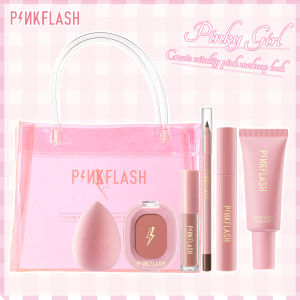 PINKFLASH (Buy 1 Take 1 bag) Make up Sets gift set bundle Oil control liquid Foundation + Eyebrow pencil + Mascara + Blush + Matte Lipstick (#PinkGirl)