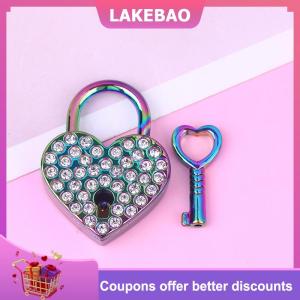 【LAKEBAO】 Kim loại tình yêu muốn Khóa móc Khóa Kim Cương hình trái tim khóa cho hộp đồ trang sức nhỏ hộp gỗ