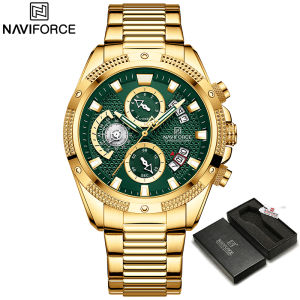 NAVIFORCE Top Brand Mens Watches Classic Business Quartz Waterproof Clock Mens Luminous Chronograph Date Stainless Steel Watch