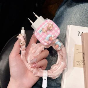 อุปกรณ์พันสายชาร์๗ พร้อมส่งครบชุด ลายการ์ตูน ถนอมสายยชาร์จ สำหรับ iphone   18w 20w 35w