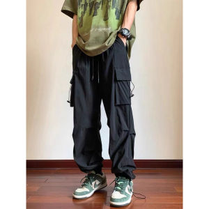 Fashionable mens multi-pocket trousers Korean fashion style thin pants large-size casual mens pants