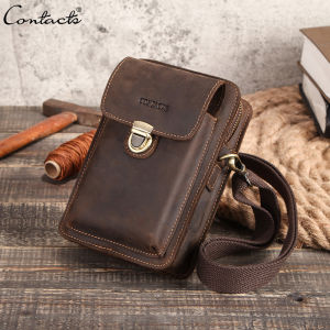 Contacts Chất Lượng Hàng Đầu Túi Đeo Hông Nam Túi Đeo Vai Da Thật Du Lịch Cổ Điển Túi Đựng Điện Thoại Với Túi Có Khóa Kéo Đồ Đựng Thẻ Cho Nam