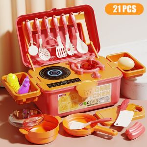 Childrens Cooking Set Toys Storage Box Portable Kitchen Toy for Girls Pretend Play